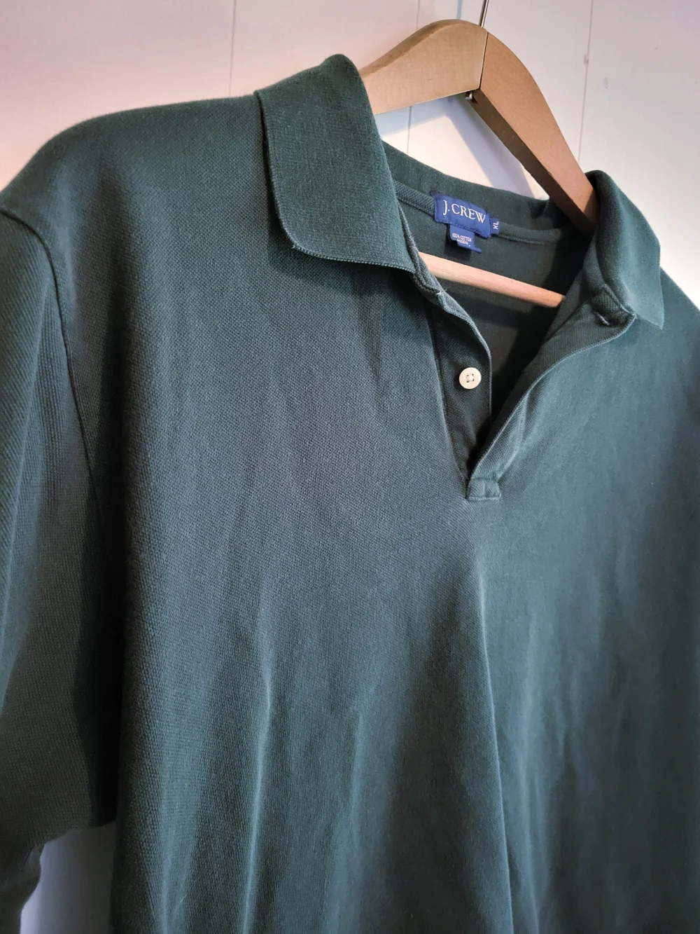 Vintage J. Crew Forest Green Pique Polo Shirt XL 90s Y2K